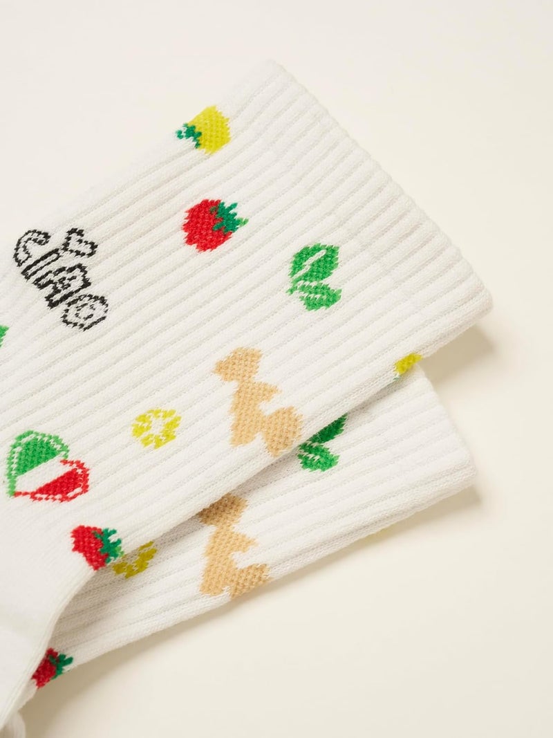 Shapes Studio Crew Half Calf Grip Socks, Cutest Fruits Pilates Socks, Ruffle socks, Non-Slip, Barre Yoga Fitness - Image 5